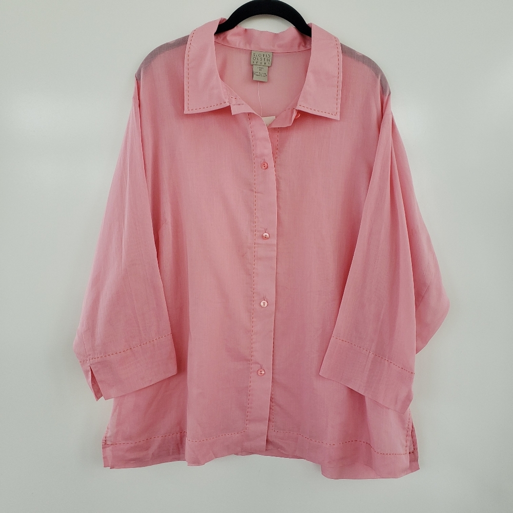 SIGRID OLSEN SPORT Ultra Sheer Blouse Salmon Colored Size 1X - Picture 7 of 10